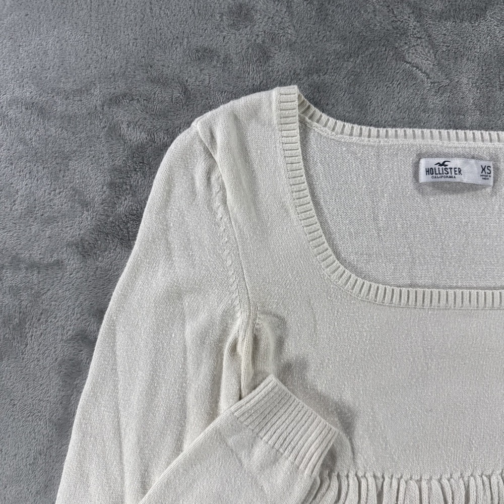 Hollister Babydoll‎ Top Sweater Women's XS White Cream Y2K Bella Swan 2000s - Picture 6 of 16